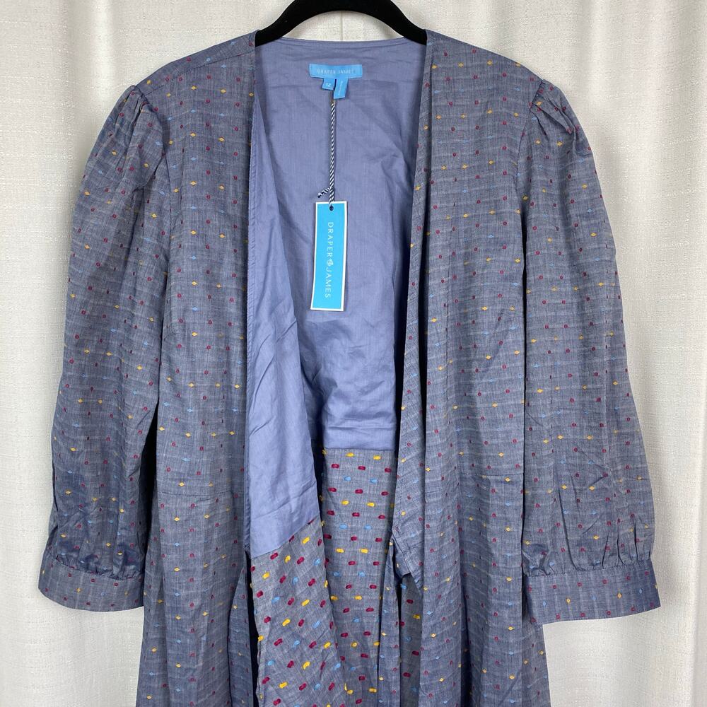 Draper James Embroidered Dot Chambray Wrap Dress Sz.12 NWT - Picture 7 of 16